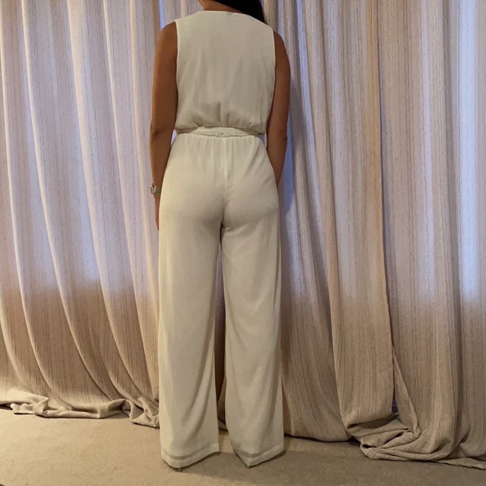 White Chiffon Jumpsuit - Picture 3 of 4